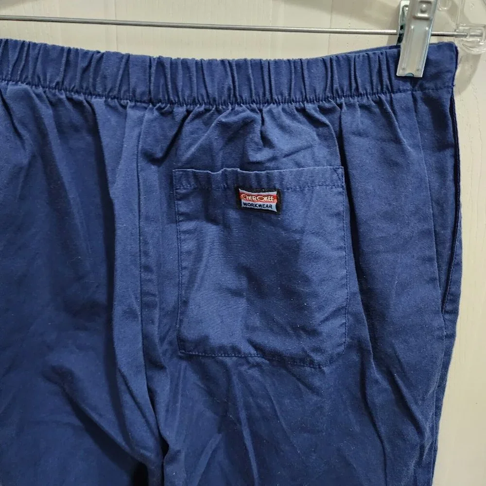 x2 Cherokee Workwear Pull On Scrub Pants Style‎ 4101P Solid Navy Blue Size Small